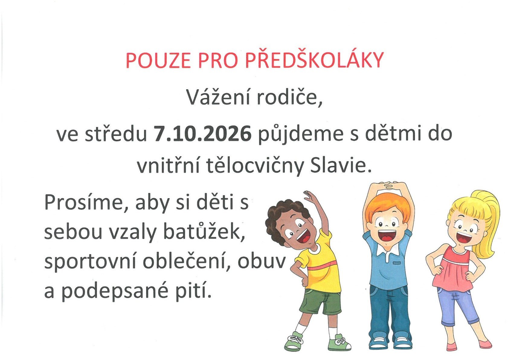 Předškoláci - cvičení na Slávii
